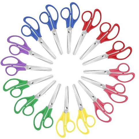 16 Packs Kids Blunt Tip Safety Scissors Bulk,5 Stainless Steel Craft Scissors for Preschool kindergarten, Xnluothsk