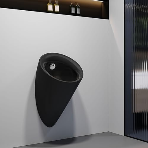 Orinatoio a parete con sensore intelligente, potente design a prova di fuoriuscite per bagni, centri commerciali, bar, hotel, orinatoio maschile in ceramica nera