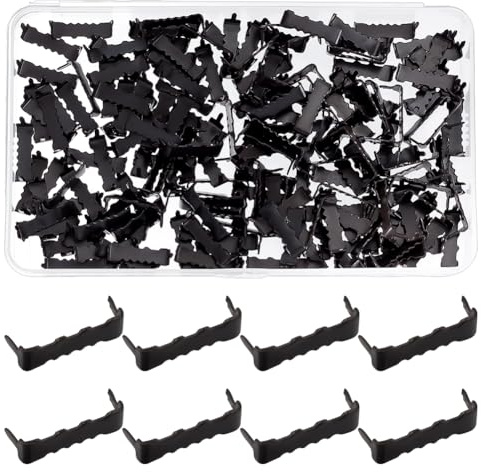 BENECREAT 200Pcs No-Nail Saw-Tooth-Shaped Picture Hangers, 1 Inch/25.5mm Long Iron Picture Hook Hangers for Paintings, Photos Frame, Artwork, Home Decor(Black)