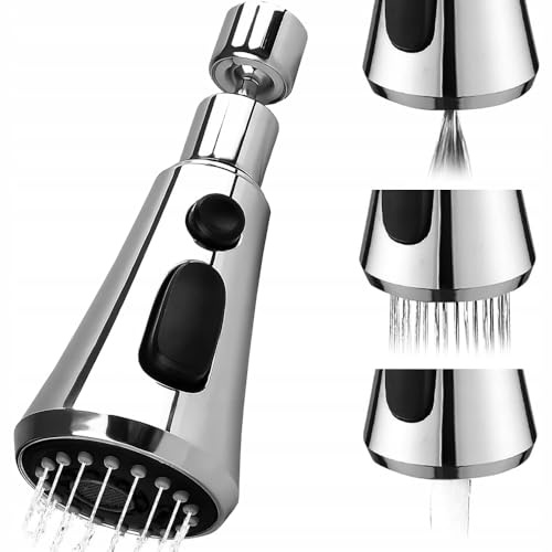Prolunga Rubinetto Cucina Mobile, Doppia Modalità Spruzzo, Controllo Flusso Risparmio Acqua, Aeratore Cromato, Si Adatta Maggior Parte Rubinetti Perlatore Rotazione 360° (PERLATOR 3 in 1)