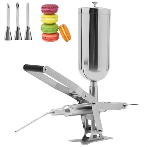 DIUNAOZI MáQuina para Rellenar Donas de 5 L,Rellenadora de Churros,Rellenadora de Crema de Acero Inoxidable 304 con 4 Tubos, inyector Profesional para Crema Mermelada y Chocolate