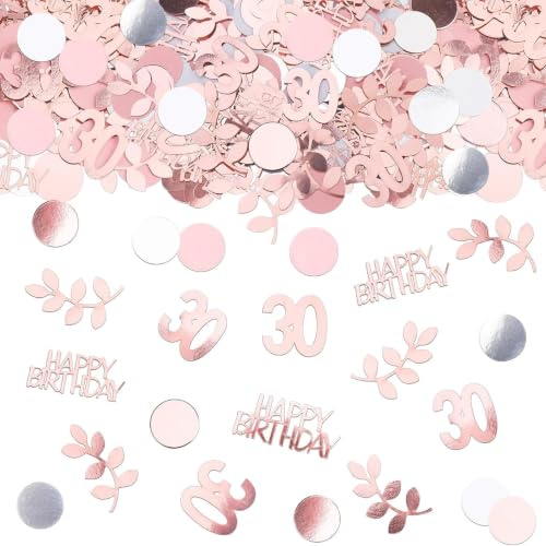 GoldRock Groß Konfetti 30 Geburtstag Deko,100 Stück Streudeko 30 Geburtstag | Glitzer Tischdeko 30 Geburtstage Frauen 2,5-5,5cm,Konfetti 30. Geburtstag Deko Rosegold,30er Luftschlangen,Geburtstagsdeko 30