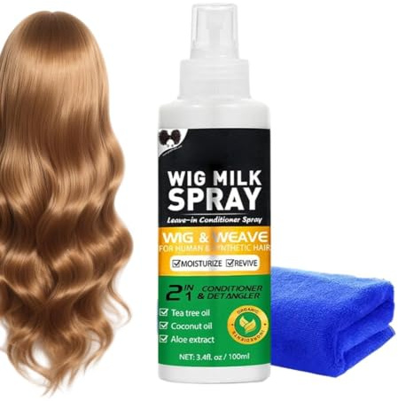 Conditionneur Perruque Démêlant Doux Sans Rinçage Portable | Soin hydratant pour perruque avec serviette pour Scène, Maison, Fête, Réduit la Casse et la Sécheresse, Combat Frisottis et