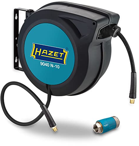 HAZET Avvolgitubo con attacco rapido 9040N/2 I con funzione di arresto in qualsiasi punto, avvolgimento frenato I per aria compressa o acqua