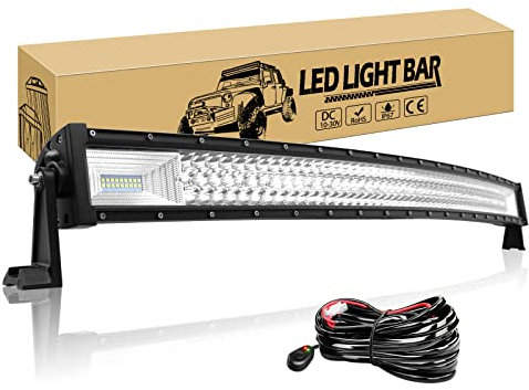 Willpower 42 inch 540W Curved LED Light Bar Spot Flood Combo Beam LED Bar Wiring Harness 12V 24V Waterproof Fog Work Lamps Offroad Driving Lights for 4x4 Tractor Truck ATV UTV SUV Boat
