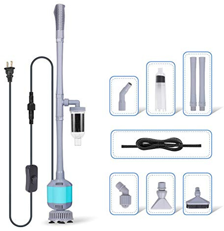 hygger 360GPH Electric Aquarium Gravel Cleaner, 5 in 1 Automatic Fish Tank Cleaning Tool Set Vacuum Water Changer Sand Washer Filter Siphon Adjustable Length 15W