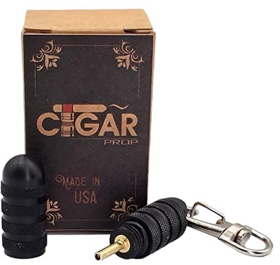 Cigar Prop Lighter Bleed Tool 2.0 – Black- With Keychain Attachement- Aluminum Body with Brass Tip for Air Removal in Torch Lighters – Compact– Made in the USA – Durable and Easy to Use