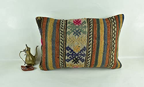 Kelim Kissen 40x60 cm Handgefertigt Kissenbezüge Türkisch Lendenkissen Dekorative Kissenhülle Dekokissen Zierkissen Sofakissen Teppiche Ethnische Kilim Kissenbezug code 3072