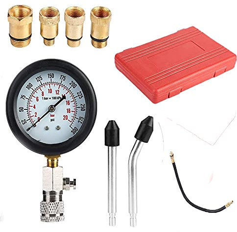 Druckprüfer Set für Motorzylinder, 0-20 Bar oder 0-300 psi Kompressionstester Diagnosegerät, Motor Kompression prüfen meßen Kfz M10 M12 M14 M18