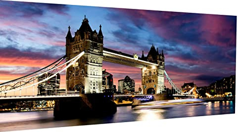 Magic Canvas Art - Bilder Skyline London Tower Bridge Leinwandbild 1- teilig Hochwertiger Kunstdruck modern Wandbilder Wanddekoration Design Wand Bild, Größe: 40 x 30 cm