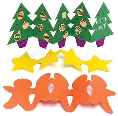 Baker Ross FE869 Weihnachts Ziehharmonika Grußkarten - 10er Pack, Kartenrohlinge für die Kartenherstellung, Gestalte deine eigenen Weihnachtskarten, Ideal für Kinder-Kunst- und Bastelprojekte