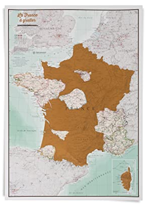 Carte de France à Gratter 59 x 42 cm - Poster à Gratter les Régions & Départements Français Visités - Maps International + de 50 ans d'expérience dans la cartographie