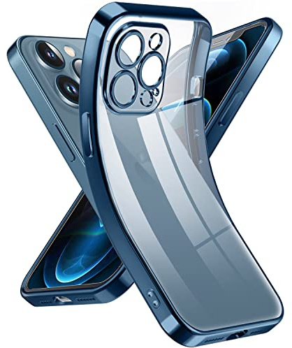 Supdeal Crystal Clear Hülle für iPhone 12 Pro Max, Niemals gelb mit Kameraschutz, Silikon Durchsichtig Handyhülle Weicher Passform, Ultra Dünn und Leicht Case Cover, 6,7, Dunkel Blau