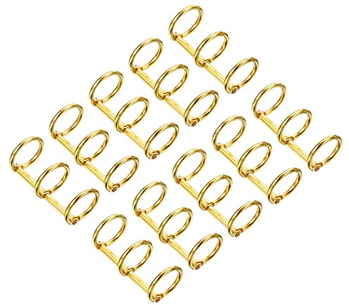 PATIKIL 0.63 Diamètre 3-Anneaux Livre Anneaux, 10 Paquet Métal Classeur Anneaux Détaché Feuille Anneau Détachable pour Bureau Bureaux Calendrier Photo Album, Doré