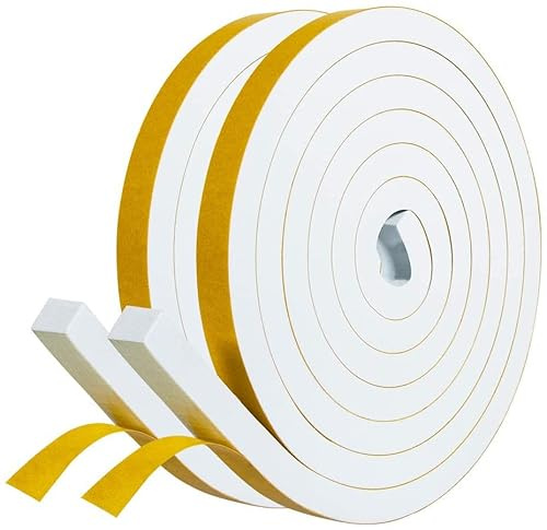 Dichtungsband Selbstklebend Fensterdichtung 12mm(B) x 12mm(D)/4m(L) Fenster Türdichtung Dichtung Schaumstoff Klebeband Schaumstoffstreifen, Gummi-Dichtungsstreifen Schalldämmung Kollision Siegel Weiß