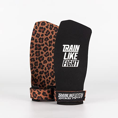 TRAINLIKEFIGHT Icon 0H Ap - Calleras pour Cross Training, Calthénie, Exercices de gymnastique, Protection pour vos mains - Black-Leopard - L