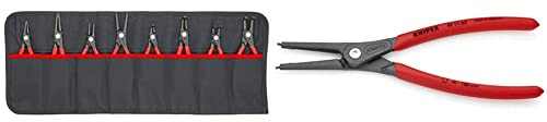 Knipex Sicherungsringzangen-Set 8-teilig 00 19 58 V02 & Präzisions-Sicherungsringzange für Außenringe auf Wellen grau atramentiert, mit rutschhemmendem Kunststoff überzogen 225 mm 49 11 A3