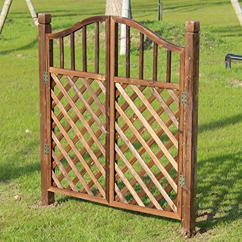 Holzzaun-Tor-Bausatz Für Den Außenbereich, Karbonisiertes Holzpfostentor Doppelt Zu Öffnendes Holztor Geländer Für Terrassenzaun Mit Eisenfüßen Geeignet Für Beton ( Farbe : Braun , Größe : 212x125cm )