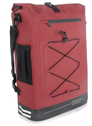 Sarmini 3 in 1 Fahrradtaschen für Gepäckträger, Fahrradtasche Rucksack mit Laptoptasche (Bordeauxrot, 25 Liter)