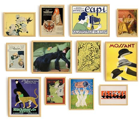 Vintage Gallery Wall Art Prints Set - 12 Eclectic Wall Decor, Home Decor, Christmas Decor, French Country Theme - Maximalist Wall Art (8x10 UNFRAMED)
