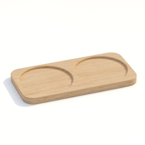 Greymount ® Lot de 2 dessous de verre en bois - Convient pour bouteille d'huile - Plaquettes en bois en bambou pour distributeur d'huile - Pour un maintien stable et une table propre - Décoratif pour