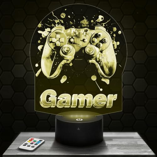 Lampephoto.fr - Lámpara 3D Gamer Gaming Manette Decoración Cuarto para Niños, Gamer Gaming Manette, Objeto de Videojuegos para Jugadores, Idea de Regalo, Lámpara de Noche, Idea de Regalo Original