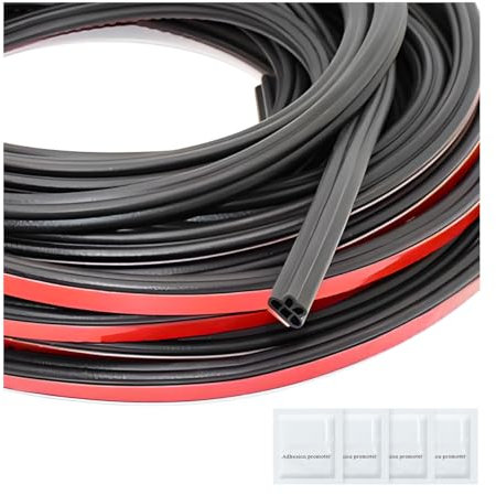 JNNJ 16 Meter Fünfloch Gummidichtungsband Kraftfahrzeuge, Selbstklebendes Dichtband, 5-Loch-Form Wasserdicht Fensterleiste Fahrzeugtür Gummidichtung Kantenschutz