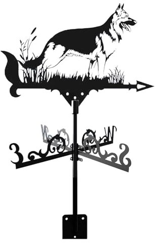 Wetterhahn Fürs Dach - Wetterfahne, Deutscher Schäferhund, Wetterfahne Aus Metall, Wetterfahne Im Retro-Bauernhof-Stil, Gartenstecker, Dekorativer Windrichtungsanzeiger, Für Haus, Garage