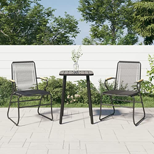 CIADAZ Gartenstühle 2 STK. Schwarz 58x59x85,5 cm PVC Rattan, Gartenmöbel, Terrassenstühle, Balkon Sessel, Balkon Stühle, Balkonstuhl, Garten Stühle Für Draussen - 312173