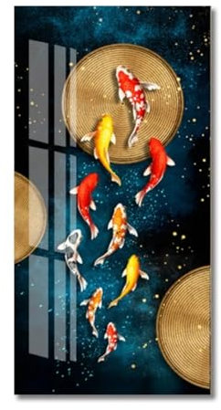 KADING Nordic große luxuriöse Karpfen-Wandkunst-Leinwandgemälde, Koi-Fisch-Poster und Drucke, Bilder für moderne Wohnzimmer-Heimdekoration, 20x40cm/8x16in ungerahmt