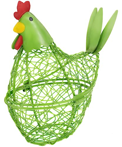 Veemoon Porta Uova Organizer da Cucina per Stoccaggio Pratico in Filo di Ferro a Forma di Gallina Tonalità Chiara per Buffet e Ristoranti