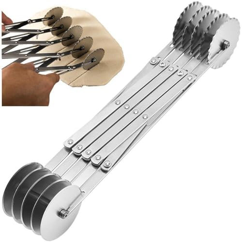 Tagliapasta a 5 Ruote, Divisore per Pasta in Acciaio Inossidabile a Doppia Testa, Strumenti per Cottura Forno con Pelapatate Regolabili per Pizza