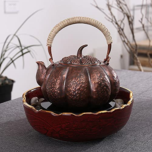 1,4L Kupferflasche, Vintage Kupfertopf, Wasserkocher aus reinem Kupfer, Kaffee-Teekannen-Set