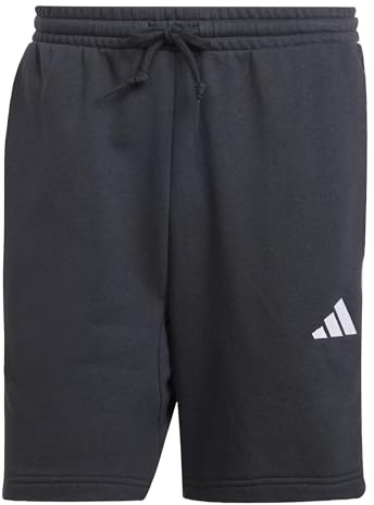 adidas Men's Essential Three Stripes French Terry Short Shorts, Black/White, L