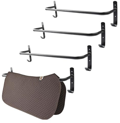HDYEGY 4Pcs Blanket Rack with Tack Rack,Wall Mounted Blanket Bar for Hanging Horse Blankets Pads Saddle Blankets,33.8 Inch
