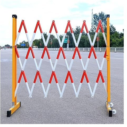 Ausziehbare Absperrung aus Metall, einziehbarer Verkehrszaun mit Rollen für Einfahrtstor, für Wartungs- und Bauarbeiten sowie zur Verkehrskontrolle (Größe: L 1000 cm/32,8 ft)