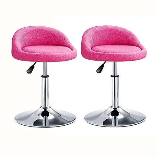 LXGJSQY Hocker auf Rollen Barhocker Thekenhocker mit Rückenlehne 2er-Set Moderner 360° drehbarer Küchen-Frühstücksstuhl Barhocker für Esszimmertheke Wohnmöbel Höhenverstellbar 40-52cm (Farbe: Rosenr