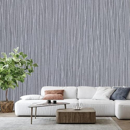 Anttyscar Mix Plain Thick Textured Wallpaper Free No Match Striped Wallpaper for Adults Kids Bedroom Living Room Lounge TV Backdrop Hallway and Stairs Dark Grey