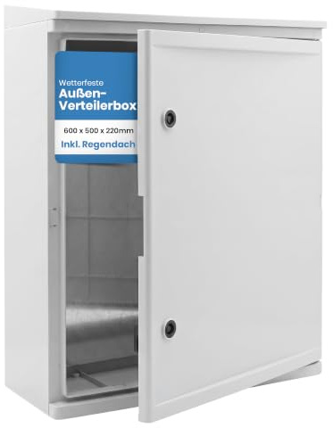 Scatola di distribuzione BOXEXPERT IP65 con copertura antipioggia, ABS 600×500×220 mm (Fleet Roof). Armadio di controllo impermeabile e robusto, ideale come scatola elettrica o involucro industriale