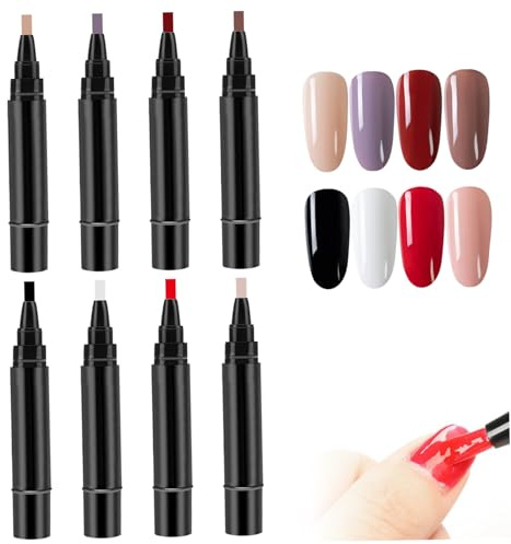 Stylos à ongles, ensemble de vernis à ongles, stylos de vernis à ongles, 8pcs / set 8 couleurs 3 en 1 5 ml un pas de gel à ongles bricolage pour les femmes manucure Pedicure Nail Vernis Pens pour le