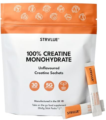 100% Creatine Monohydrate Powder | Lab Tested | 30 Travel Sachets, 5g Creatine Each | Unflavoured | Supports Muscle Growth, Strength, Recovery, Cognition & Performance | for Men&Women
