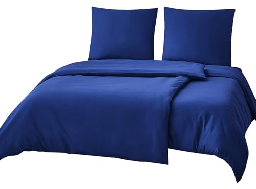 RUIKASI Bettwäsche 135x200 Blau 4teilig - Königsblau Mikrofaser Bettwäsche-Sets Oeko-TEX, 2 Bettbezüge 135x200cm + 2 Kissenbezüge 80x80cm mit Reißverschluss, Weich und Bügelfrei