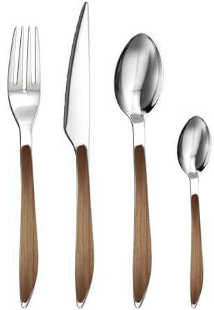 Cubertería de 24 piezas – Colección Drop (madera oscura)