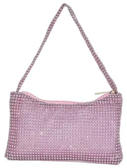 FOVAOK Abendtasche mit Strasssteinen für Damen, glitzernde Diamanten, Schultertasche für Damen, Party, Club, Hochzeit, Abschlussball, Clutch, rose, Einheitsgröße