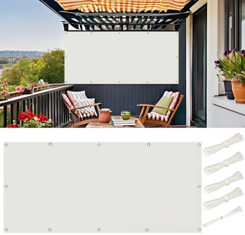 Voiles Ombrages Rectangulaire 2.5x3.5m Imperméable Toile Ombrage Exterieur Bâche Dombrages, Voiles Solaire, Pare-Soleil Jardin Balcon avec Oeillets et Cordons pour Patio Terrasse Jardin, Blanc