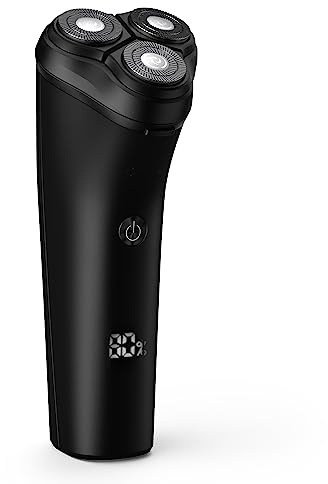Rasoio Elettrico Barba, Rasoi elettrici da uomo ricaricabili impermeabili IPX7 Rasoi rotanti da barba elettrici con schermo intelligente a LED