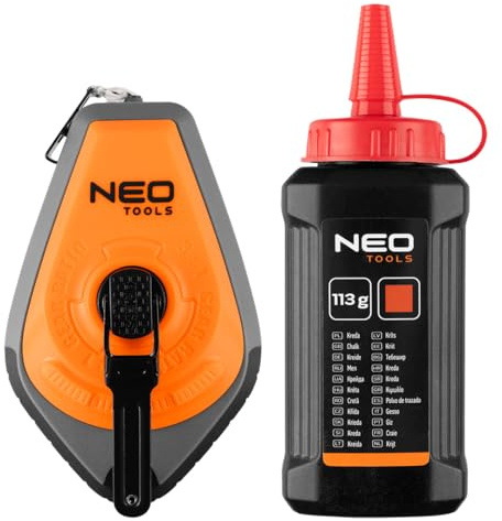 NEO TOOLS Schlagschnur 3:1 mit ABS+TPR Gehäuse und roter Kreide
