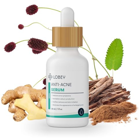 Lobey Anti-Akne Serum – Veganes Gesichtsserum gegen Pickel & unreine Haut – Mit Zink, Salicylsäure & Kamille – Beruhigend & Talgregulierend – Naturkosmetik für Empfindliche Haut (50 ml)