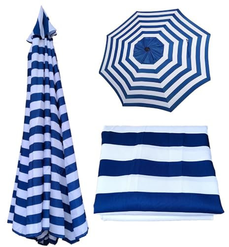 LYMGRZ Toile de Rechange pour Parasol de terrasse, 2,2 m, 2,7 m, 3 m, pour Parasol déporté/Suspendu à 6/8 Baleines (Bleu, 230 cm/7,5 pi (8 Baleines))