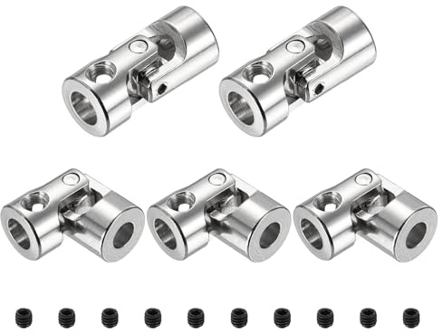 sourcing map 5pcs Universal Joint Shaft Coupling, 5mm to 6mm Inner Dia Rotatable Steering Shaft U Joints Coupler with Screws for RC Car, Robot, Boat Drive Ship Motor Use